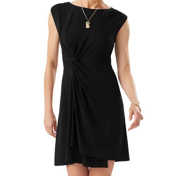 Tommy Bahama Paradisa Black Side Twist Sleeveless Dress Medium - Picture 1 of 7